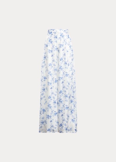 Pantalones Ralph Lauren Mujer Azules / Blancos - Brenda Floral Wide-Leg - MQXTS4801